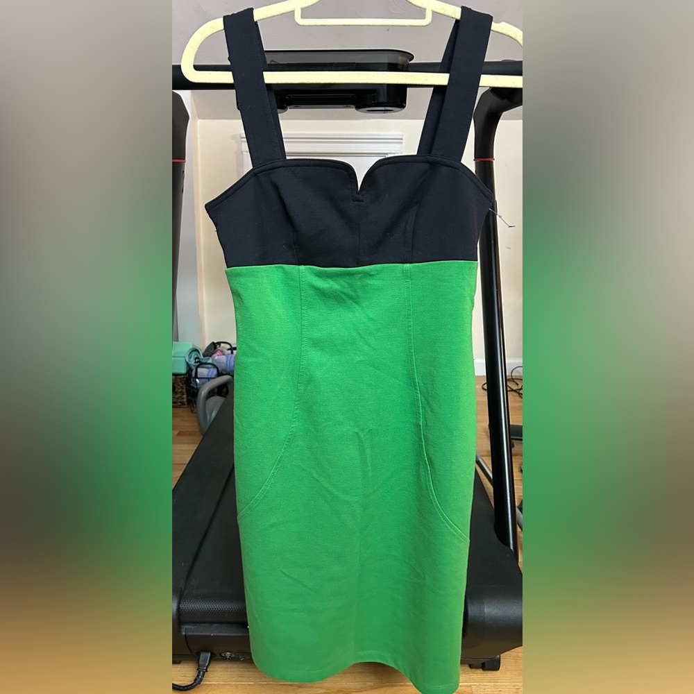 NWOT Derek Lam Color Block Green Black Bodycon Midi Dress XS